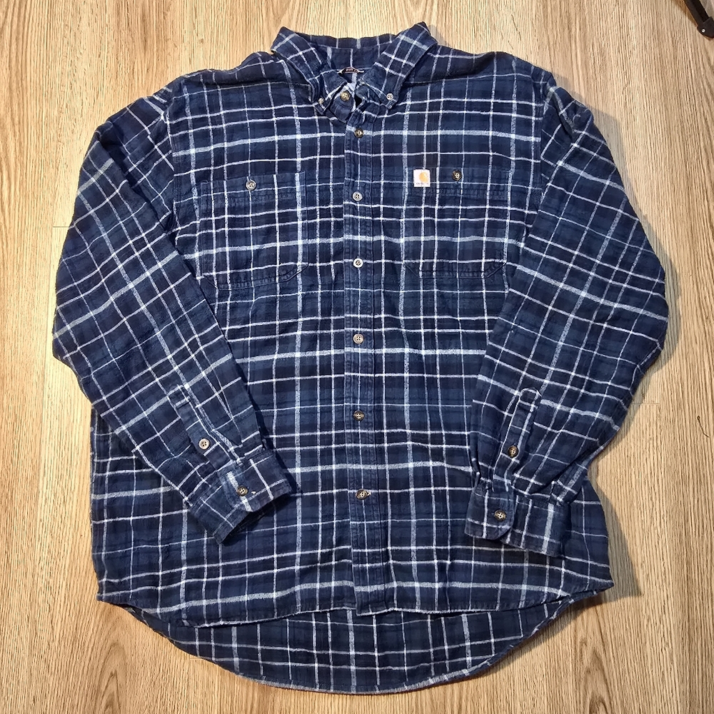 Men's Blue Plaid Carhartt Relaxed Flannel Shirt